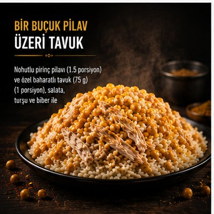 1.5 PORSİYON PİLAV ÜZERİ TAVUK